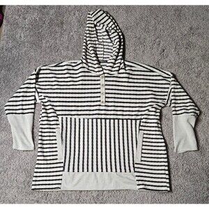 Heimish USA Striped Hoodie Black White Striped Women's size L lightweight